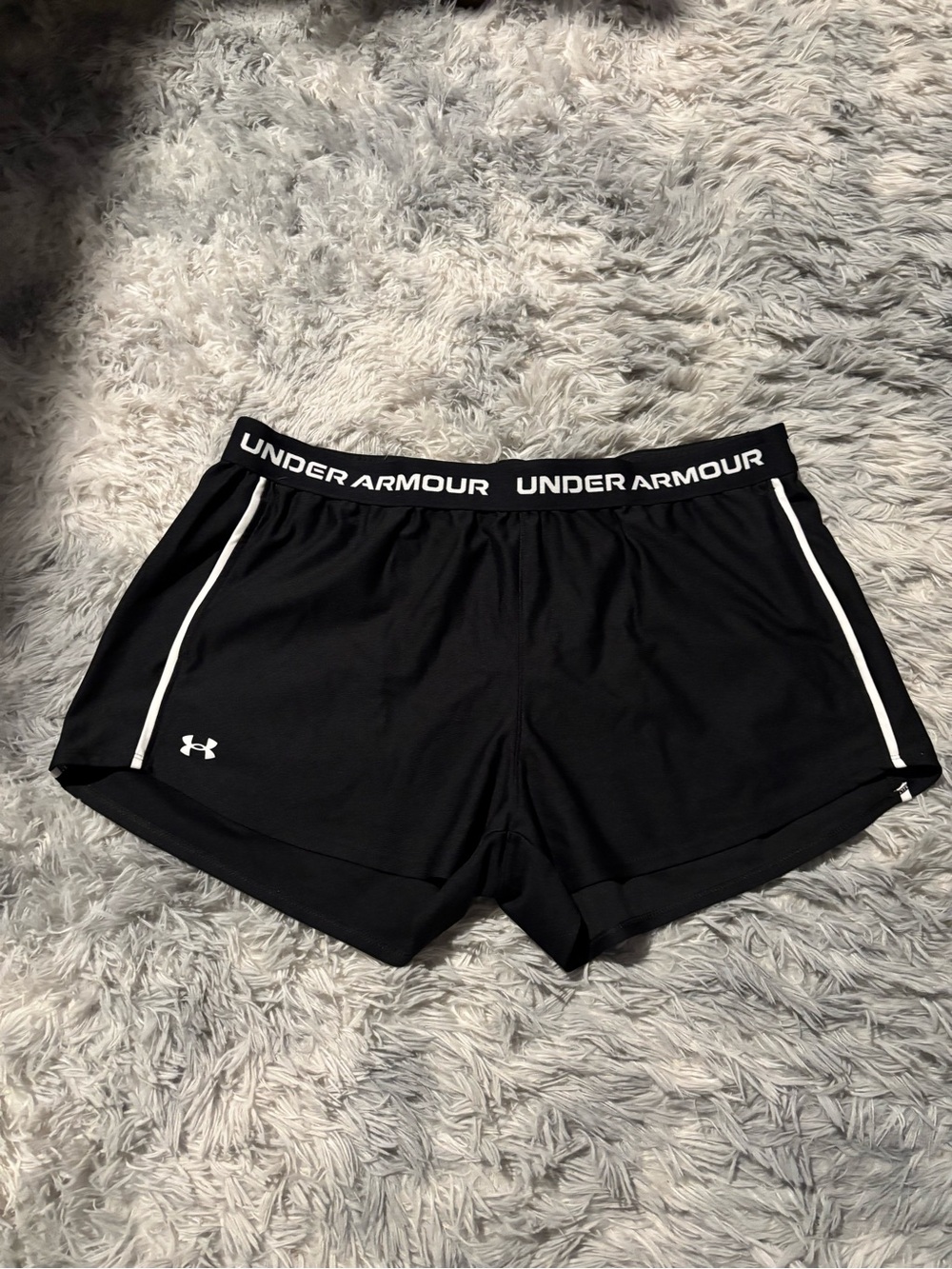 Under Armour Women's Black Athletic Shorts with White Accents